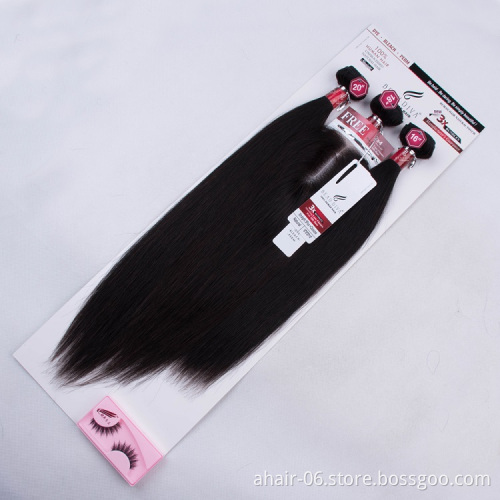 Ready Made Cheap 10A Brazilian Human Hair For Ladies, One Pack Solut Human 60g 60g 55g Straight Hair Bundles With Lace Closure
